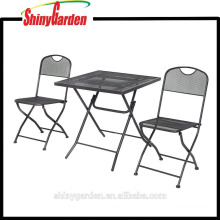 Table et chaises carrées de Bistro de cadre en acier de 3pcs, revêtement électrophorétique